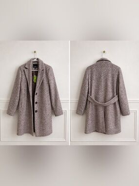 Sam Edelman Wool Blend Herringbone Button Front Coat in lavender